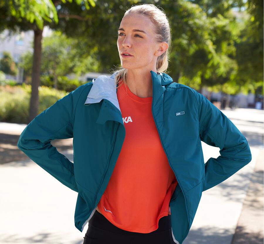 Hoka Australia One One Hybrid Run - Womens Jackets Blue - XMHZD-9875